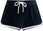 Buy (Women) CELINE SS24 Low-Waist Velvet Logo Embroidered Mini Shorts - Midnight Blue 2Z558748Q-07RC