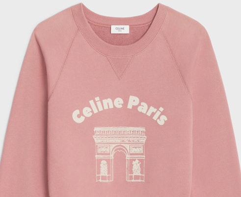 (Women) CELINE SS24 Pink Logo Print Crewneck Long Sleeve Sweatshirt. 2Y88D670Q-25PU Details for (Women) CELINE SS24 Pink Logo Print Crewneck Long Sleeve Sweatshirt. 2Y88D670Q-25PU