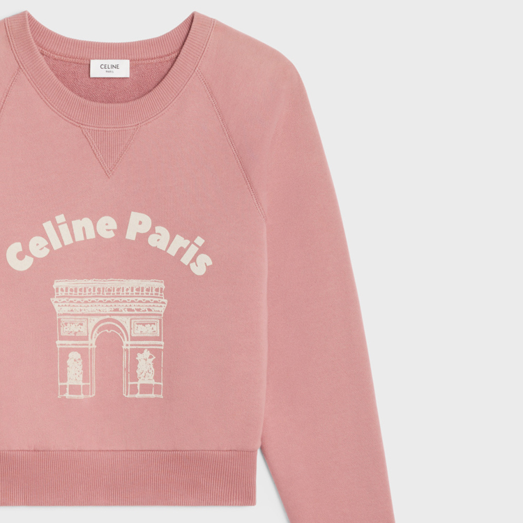 Cheap (Women) CELINE SS24  Pink Logo Print Crewneck Long Sleeve Sweatshirt. 2Y88D670Q-25PU