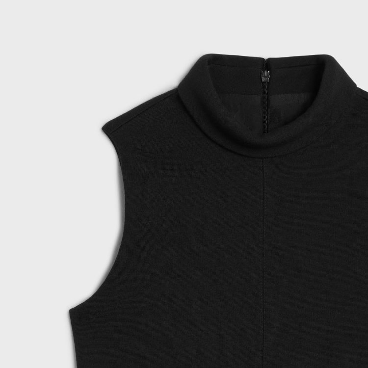 Shop (W) セリーヌ SS24 無地 ノースリーブ ジップアップ セーター - ブラック 2X37O759Y-38NO