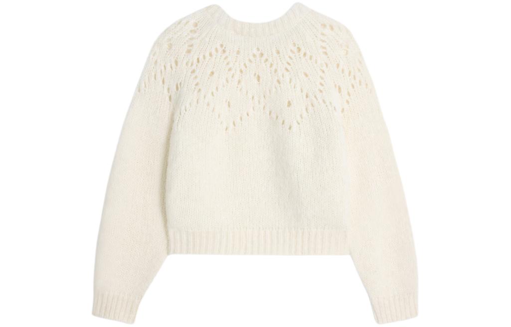 Lookbook (Women) CELINE SS24  White Knitted Pullover with Hollow-Out Design. 2AE0J798X-01OW