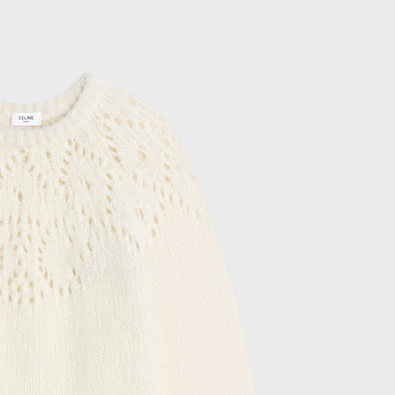 Purchase (Women) CELINE SS24  White Knitted Pullover with Hollow-Out Design. 2AE0J798X-01OW