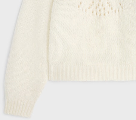 (Women) CELINE SS24 White Knitted Pullover with Hollow-Out Design. 2AE0J798X-01OW Details for (Women) CELINE SS24 White Knitted Pullover with Hollow-Out Design. 2AE0J798X-01OW