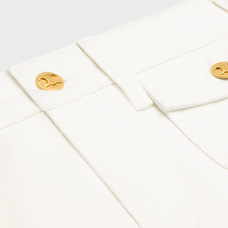 Shop (W) CELINE SS24 白色低腰牛仔迷你裙附拉鍊口袋. 2S330360W-01OQ