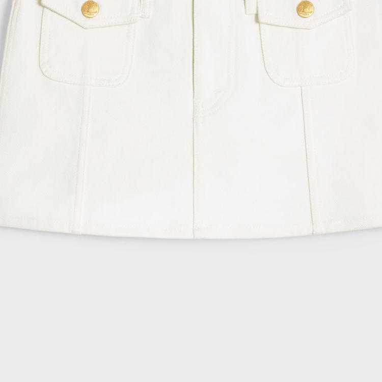 Details for (W) CELINE SS24 白色低腰牛仔迷你裙附拉鍊口袋. 2S330360W-01OQ