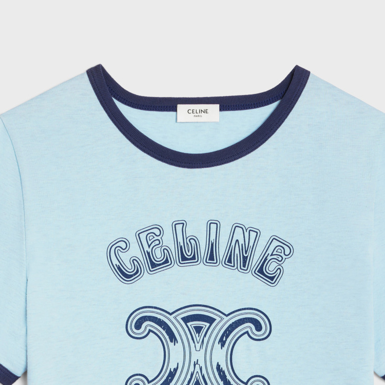 Details for (W) 赛琳 CELINE SS24 标志印花圆领 T 恤 蓝灰色洗涤款 2X97IA258-07YY