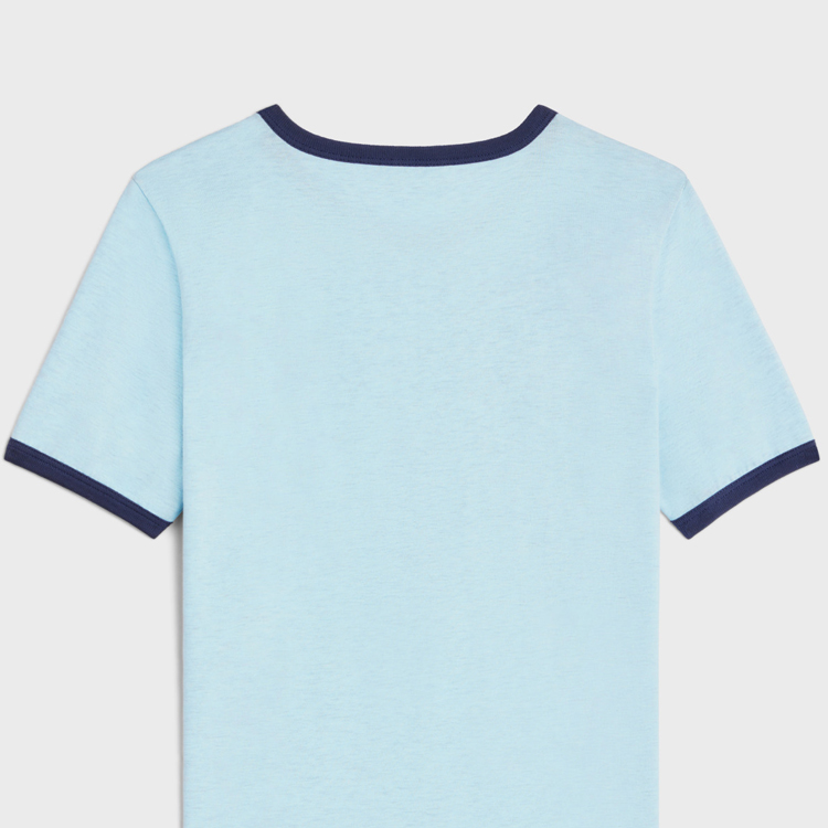 Cheap (W) 赛琳 CELINE SS24 标志印花圆领 T 恤 蓝灰色洗涤款 2X97IA258-07YY