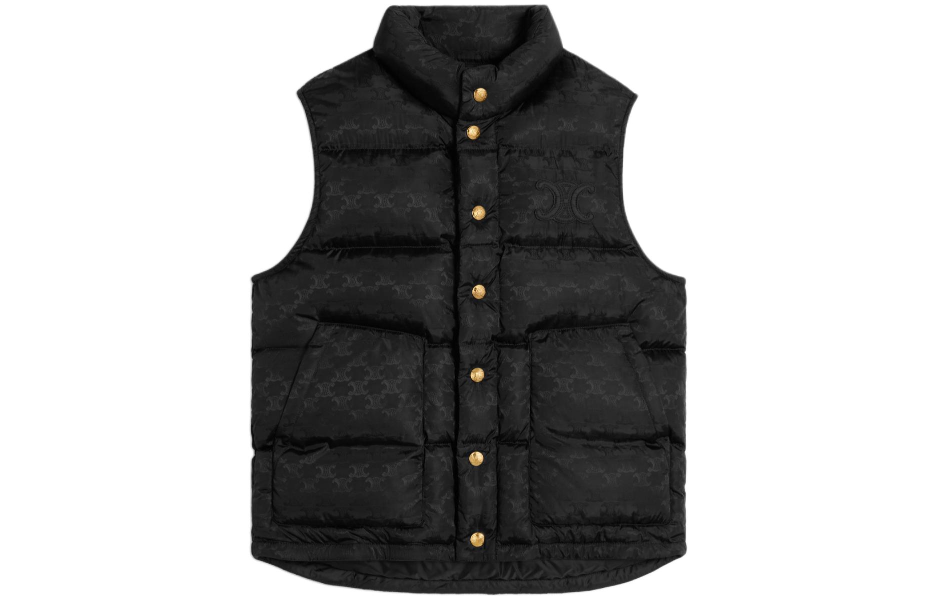 (Women) CELINE SS24 Monogram Quilted Single-Breasted Vest Women Black 2W987795W-38NO