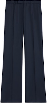 (Women) CELINE SS24 Solid Pleated Mid-Waist Straight-Leg Pants Women Navy Blue 2P63A766W-07DN Order (Women) CELINE SS24 Solid Pleated Mid-Waist Straight-Leg Pants Women Navy Blue 2P63A766W-07DN
