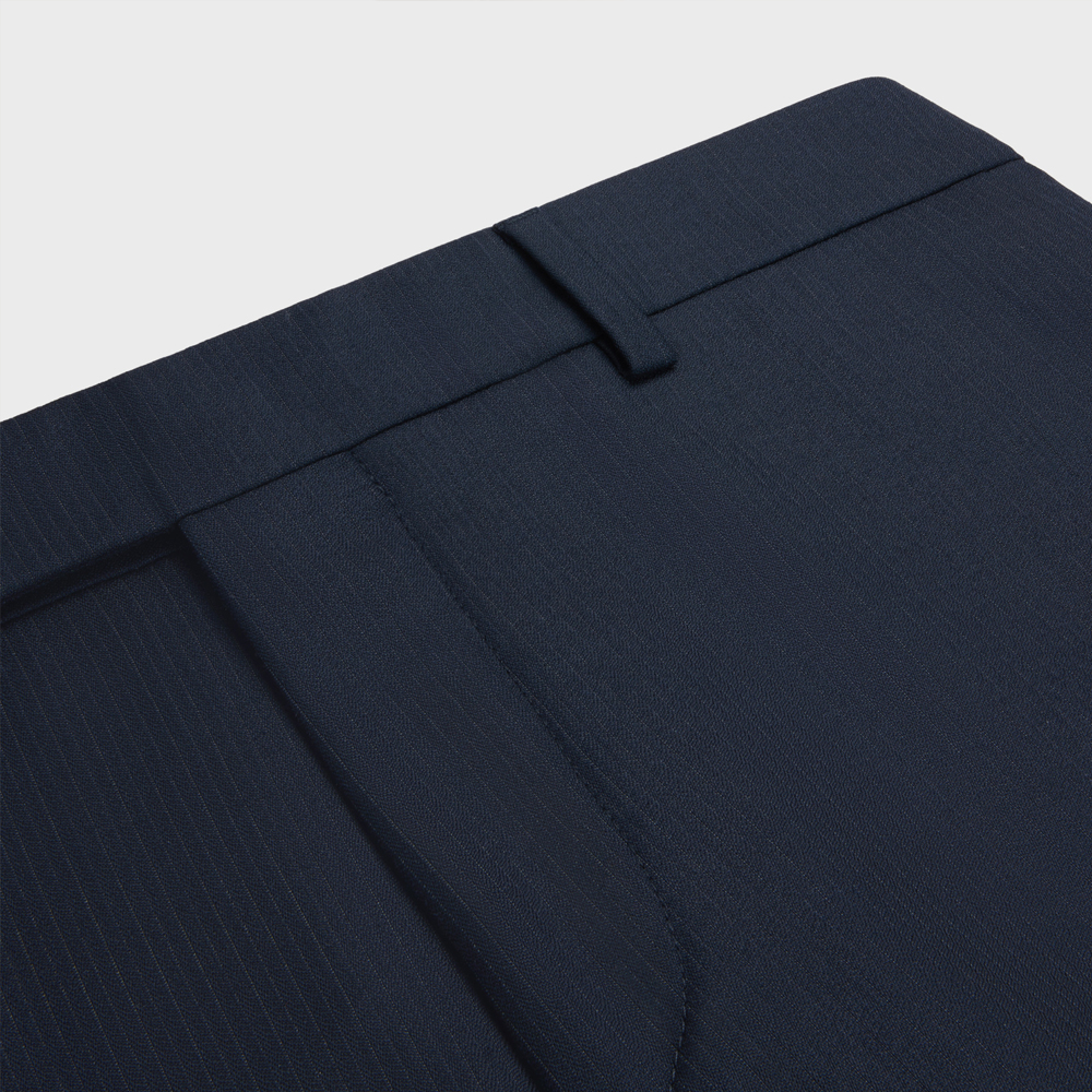 Shop (W) Pantalones Rectos Cintura Media Plisados CELINE SS24 Mujer Azul Marino. 2P63A766W-07DN