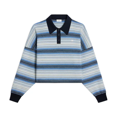 (Women) CELINE SS24 Striped Single-Breasted Oversized Long-Sleeve Sweater Blue Women. 2AO9A099O-05LB