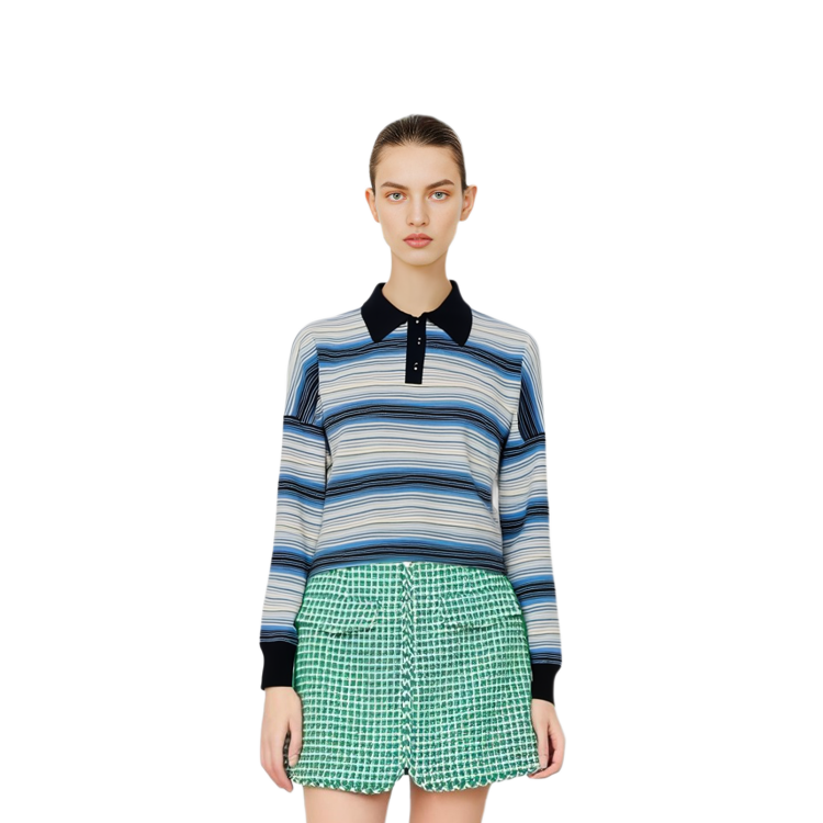 Purchase (W) セリーヌ SS24 ストライプ オーバーサイズ シングルブレスト 長袖 セーター ブルー レディース 2AO9A099O-05LB