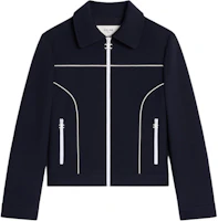 (Women) CELINE SS25 Navy Blue Contrast Pleated Zip Long Sleeve Jacket. 2V27V649Y-07MR (Women) CELINE SS25 Navy Blue Contrast Pleated Zip Long Sleeve Jacket. 2V27V649Y-07MR