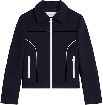 (W) CELINE SS25 海軍藍對比百褶拉鍊長袖外套. 2V27V649Y-07MR Order (W) CELINE SS25 海軍藍對比百褶拉鍊長袖外套. 2V27V649Y-07MR