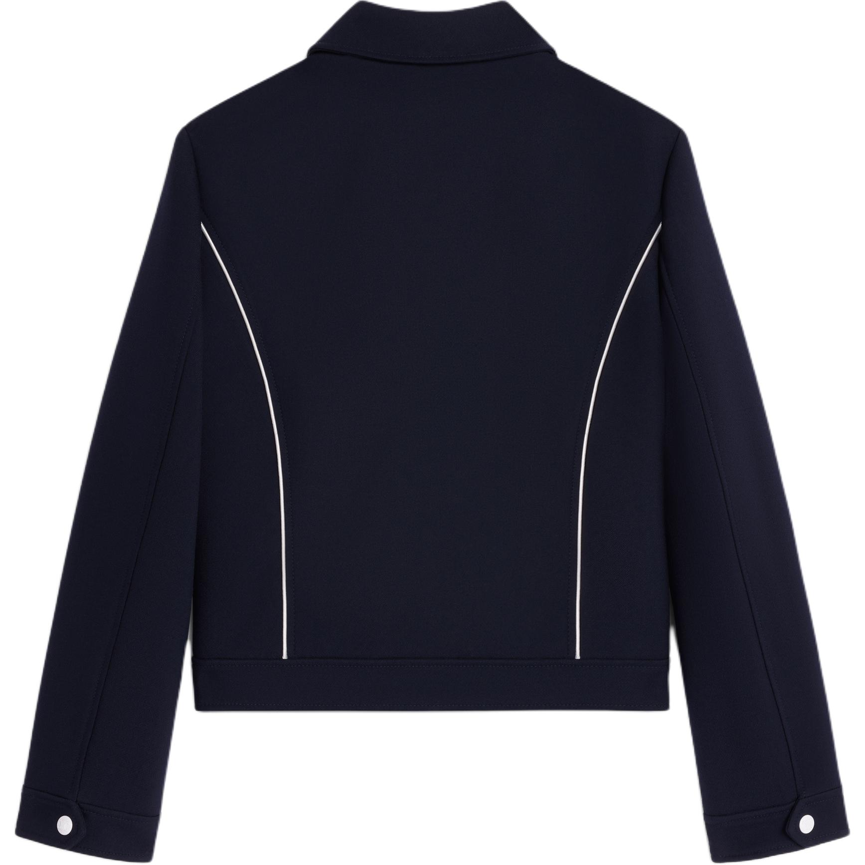 (Women) CELINE SS25  Navy Blue Contrast Pleated Zip Long Sleeve Jacket. 2V27V649Y-07MR 圖 3
