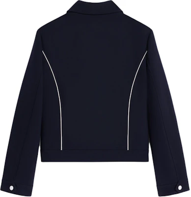 (W) CELINE SS25 海軍藍對比百褶拉鍊長袖外套. 2V27V649Y-07MR Lookbook (W) CELINE SS25 海軍藍對比百褶拉鍊長袖外套. 2V27V649Y-07MR