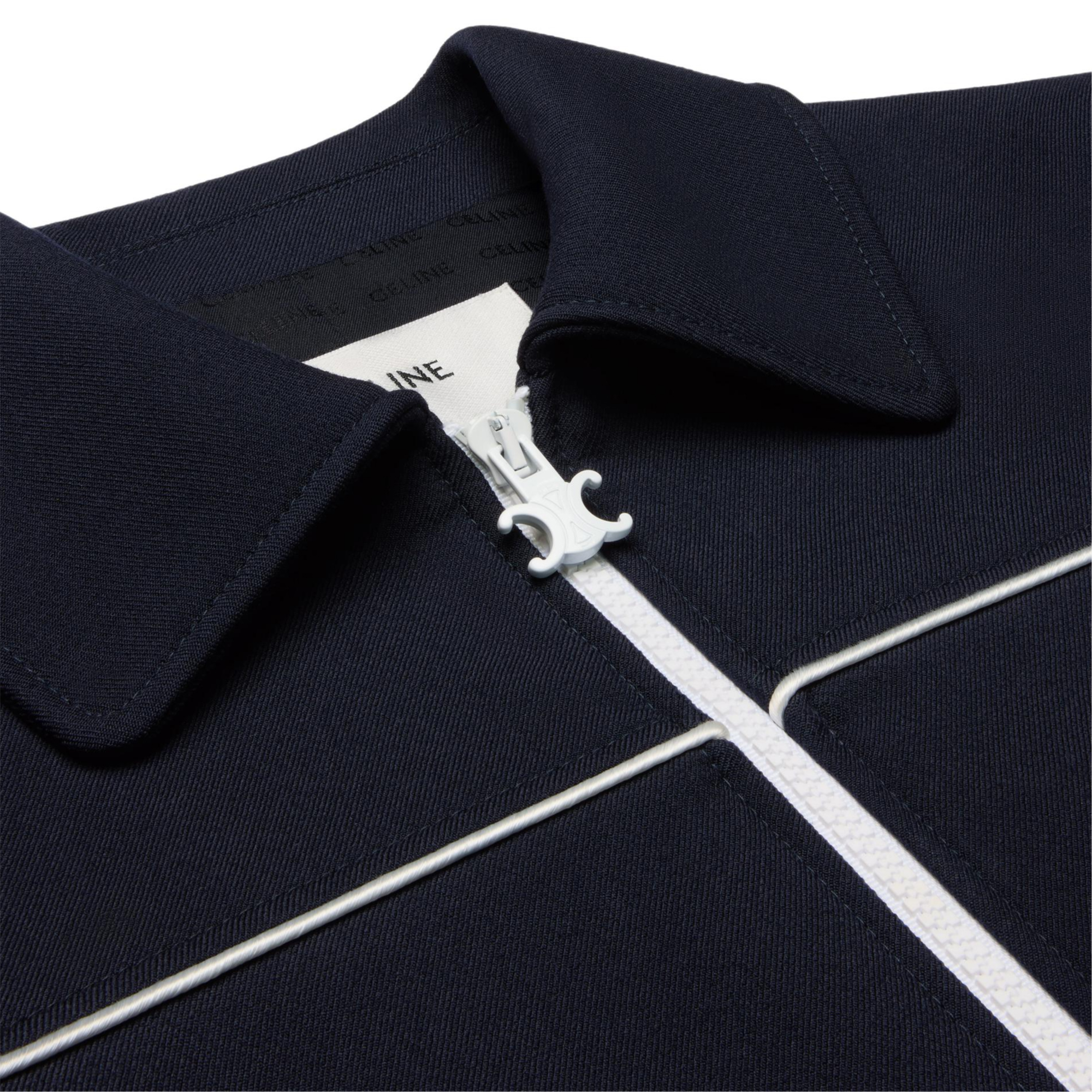 (Women) CELINE SS25  Navy Blue Contrast Pleated Zip Long Sleeve Jacket. 2V27V649Y-07MR 圖 6