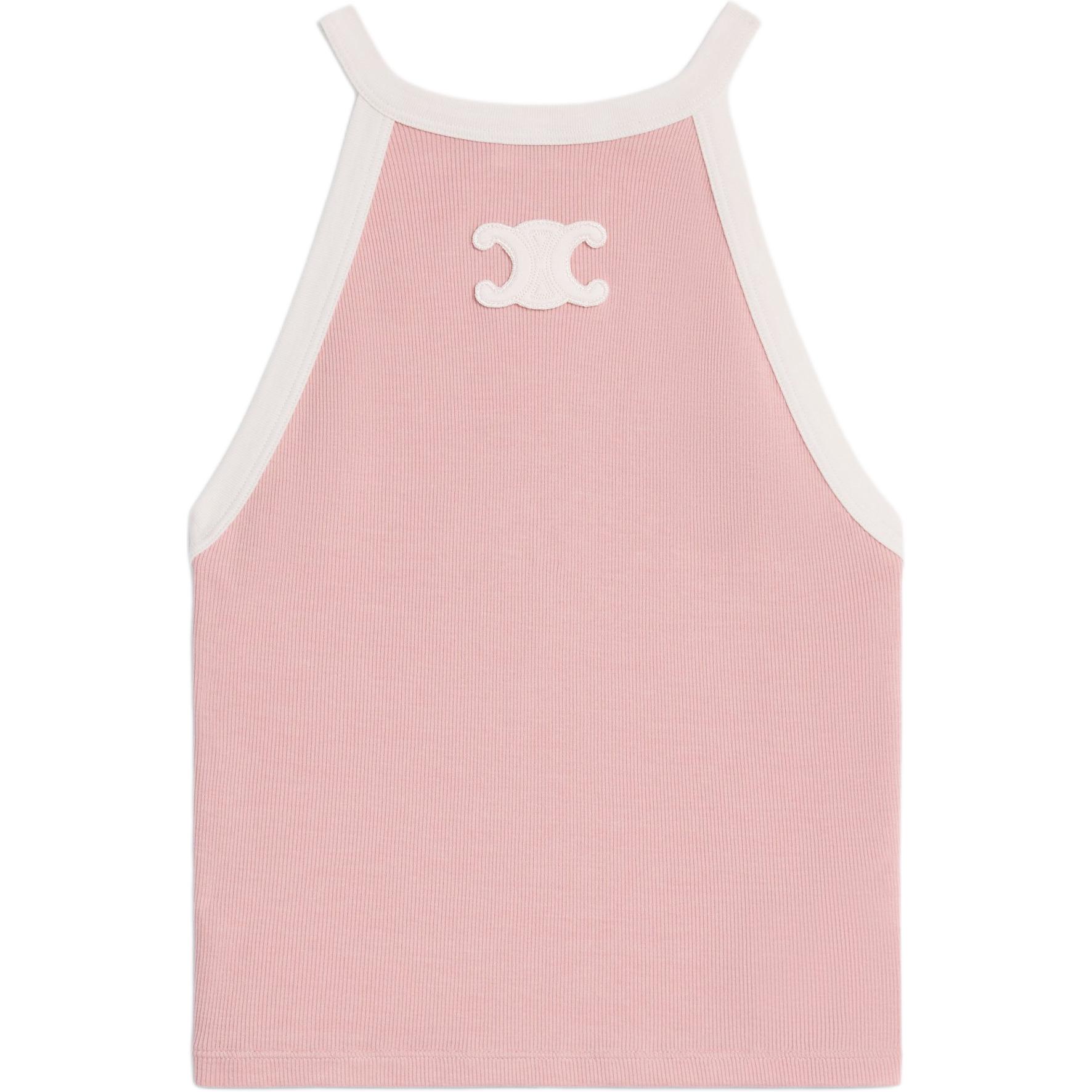 (Women) Celine SS25 Logo Crew Neck Sleeveless Pullover Tank in Blush Pink 2X27N322T-25PU