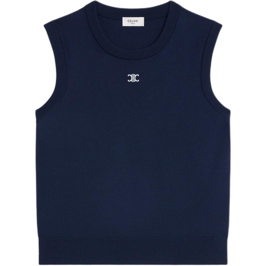 (Women) Celine SS26 Solid Color Ribbed Tank Top Women RX0I70100-07DX