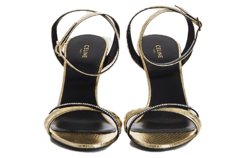 Shop (Women) CELINE Stiletto Buckle 'Gold Fashion Sandal' 352233777C.36PN