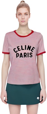 (W) CELINE Kaos Pendek Pink Stripe Letter Print SS22 Tee 2X855495J-01RA Shop (W) CELINE Kaos Pendek Pink Stripe Letter Print SS22 Tee 2X855495J-01RA