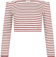 (Women) CELINE Striped Off-Shoulder Knit Long Sleeve Tee SS22 - Burgundy. 2X95A314P (Women) CELINE Striped Off-Shoulder Knit Long Sleeve Tee SS22 - Burgundy. 2X95A314P