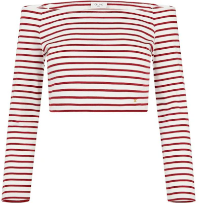 (W) CELINE Kaos Lengan Panjang Off-Shoulder Bergaris SS22 - Burgundy. 2X95A314P Buy (W) CELINE Kaos Lengan Panjang Off-Shoulder Bergaris SS22 - Burgundy. 2X95A314P