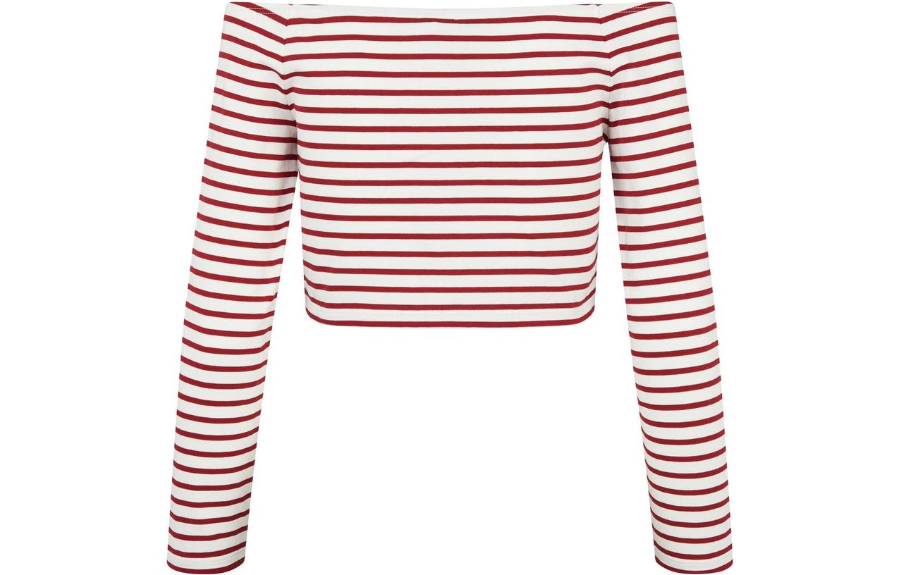 (Women) CELINE Striped Off-Shoulder Knit Long Sleeve Tee  SS22 - Burgundy. 2X95A314P 圖 3