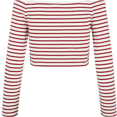 (W) CELINE Kaos Lengan Panjang Off-Shoulder Bergaris SS22 - Burgundy. 2X95A314P Lookbook (W) CELINE Kaos Lengan Panjang Off-Shoulder Bergaris SS22 - Burgundy. 2X95A314P