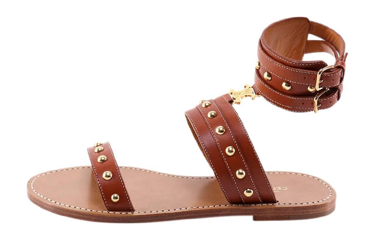 (Women) CELINE Studded Calfskin Sandal 'Brown' 347673626C.04LU