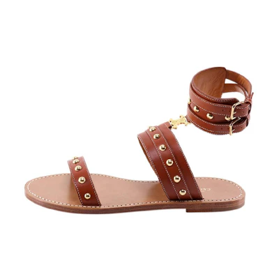 (W) CELINE Studded Calfskin Sandal 'Brown'