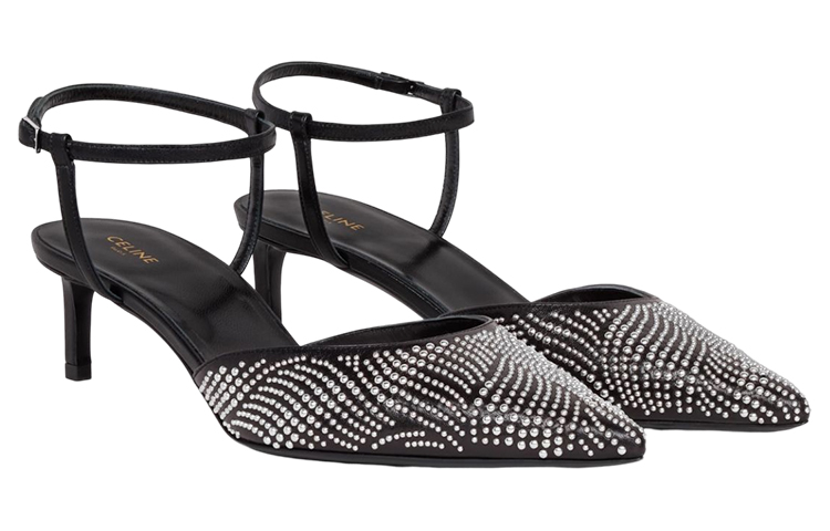 (W) CELINE Studded Pointed Toe Mid-Heel 'Black' 圖 3