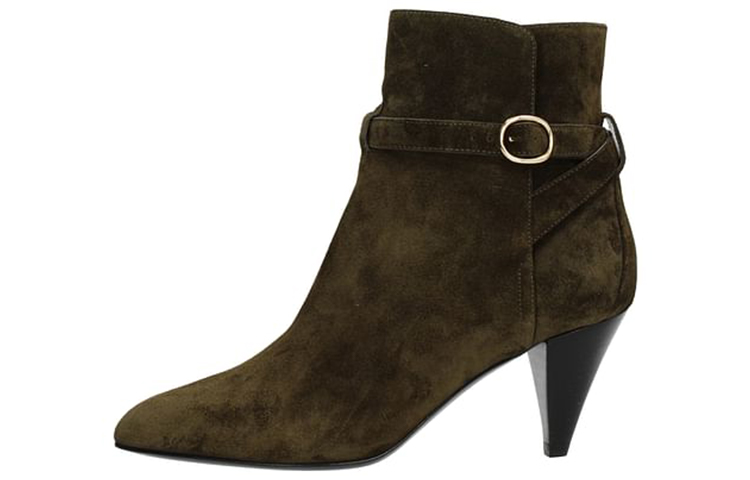 (W) CELINE Suede Fashion Versatile Ankle Boot 'Green'