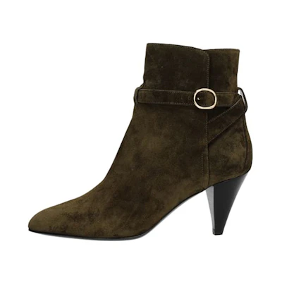 (W) CELINE Suede Fashion Versatile Ankle Boot 'Green'
