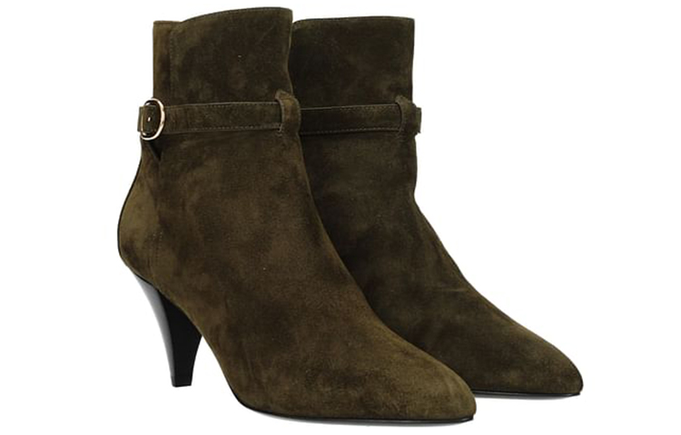 (W) CELINE Suede Fashion Versatile Ankle Boot 'Green' 圖 2