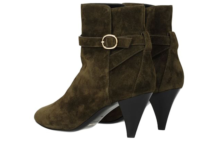 (W) CELINE Suede Fashion Versatile Ankle Boot 'Green' 圖 3