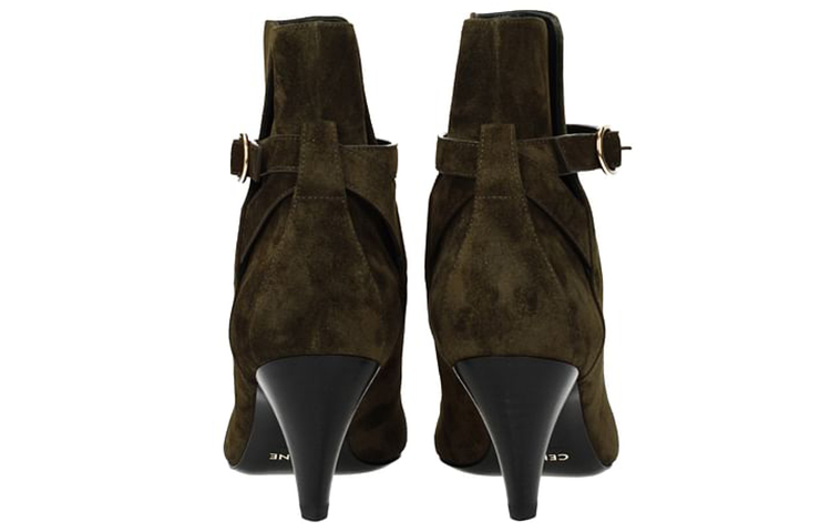 (W) CELINE Suede Fashion Versatile Ankle Boot 'Green' 圖 4