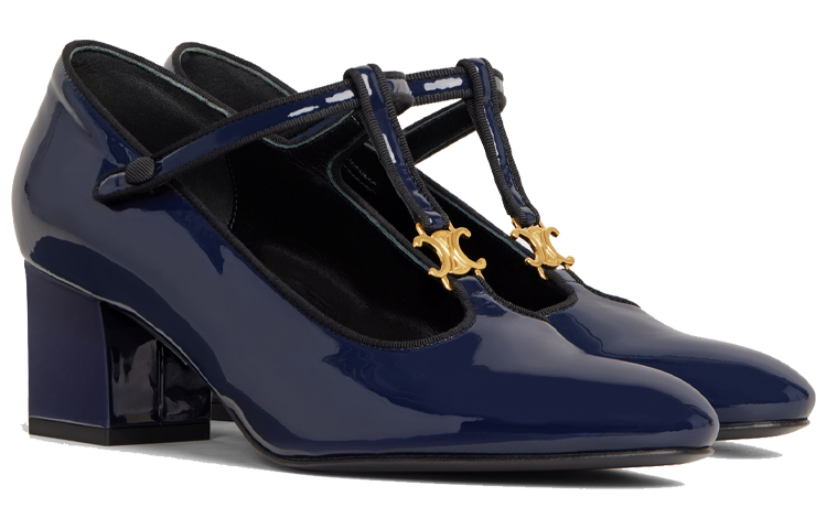 Lookbook (Women) CELINE T-Strap High Heel 'Navy Blue' 333893321C.07NY