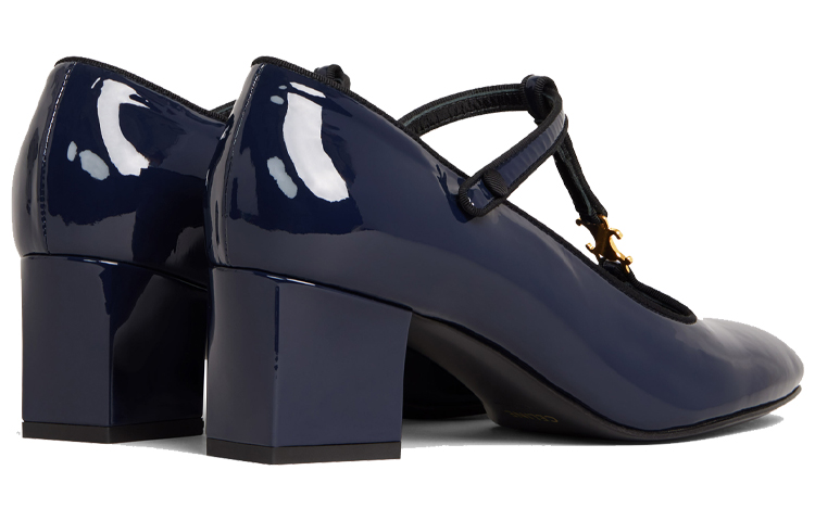 Shop (W) CELINE T字带高跟鞋 '海军蓝' 333893321C.07NY