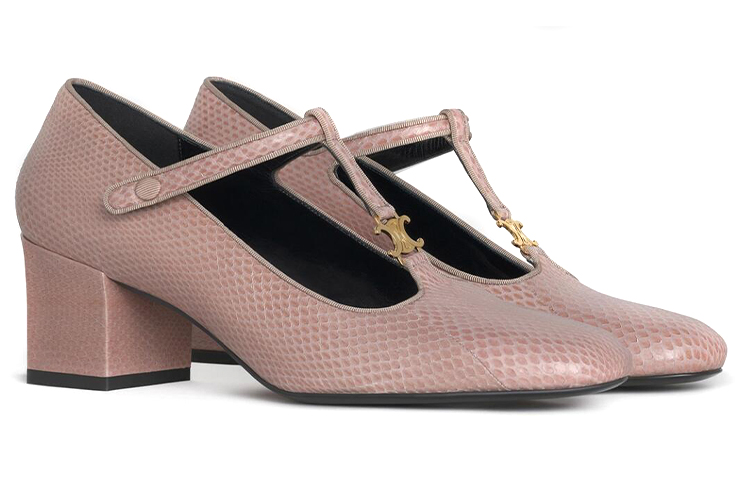 Lookbook (W) CELINE Tacones de Tira en T 'Piel de Serpiente Rosa' 333894280C.24RS