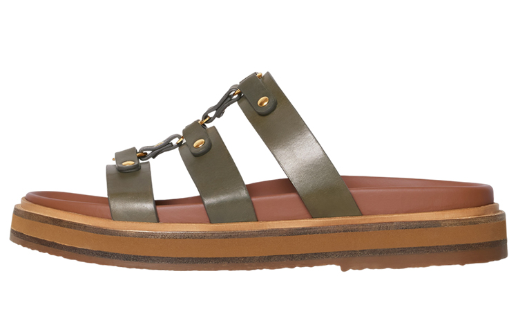 (W) CELINE Tippi 'Green Fashion Slides'