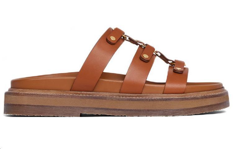 (W) CELINE Tippi Open-Toe Sandals 'Brown' 圖 2