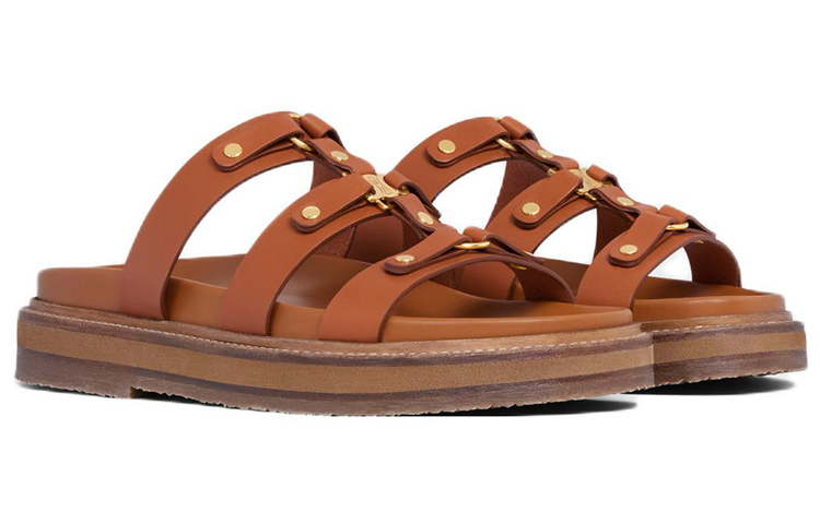 (W) CELINE Tippi Open-Toe Sandals 'Brown' 圖 3