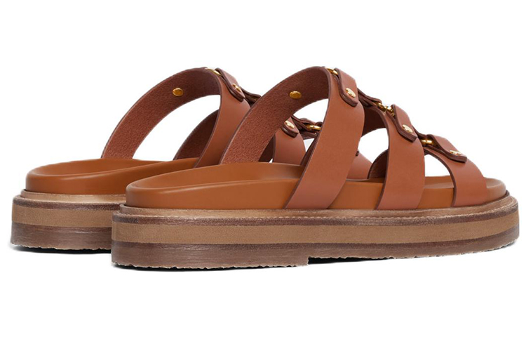 (W) CELINE Tippi Open-Toe Sandals 'Brown' 圖 4