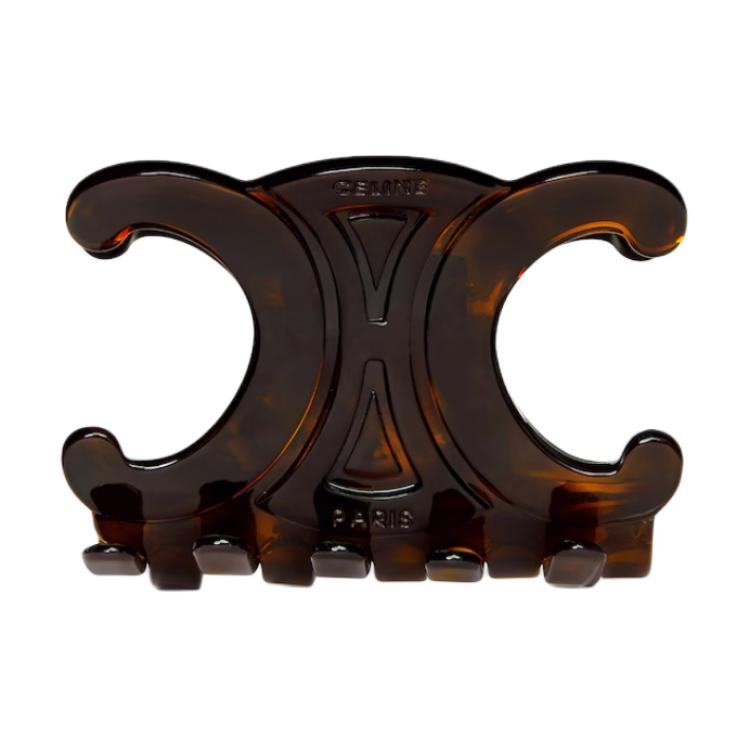 (Women) CELINE Trendy Acetate Hair Clip for Women in Dark Tortoiseshell Color. 46Y856CST-19DT