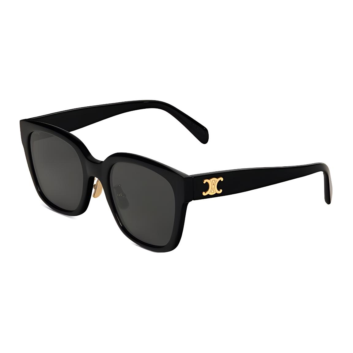 (Women) CELINE TRIOMPHE 05 Square Black  Sunglasses with Logo Temple. 4S222CPLS-38NO