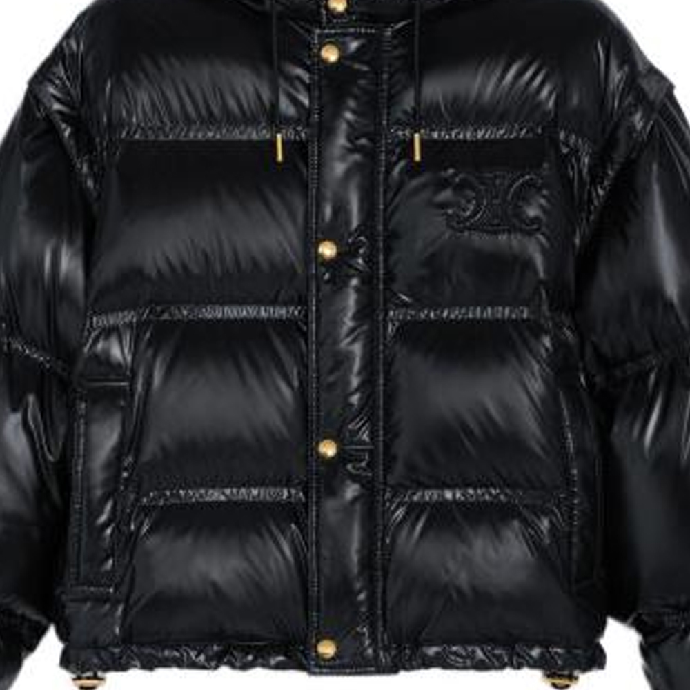 Sizing (Women) CELINE Triomphe  Black Detachable Sleeve Hoodie Jacket. 2W661595K-38NO