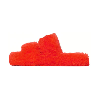 (W) CELINE Triomphe 'Orange Wool Open Toe Slipper'
