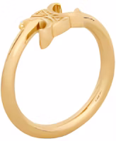 (Women) CELINE Triomphe Asymmetric Gold Brass Engraved Ring for Women - Gold. 460PP6BRA-35OR (Women) CELINE Triomphe Asymmetric Gold Brass Engraved Ring for Women - Gold. 460PP6BRA-35OR