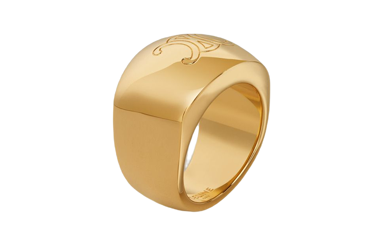 Lookbook (W) CELINE Triomphe 粗框黃銅戒指 金色 配件 46Z926BRA-35OR